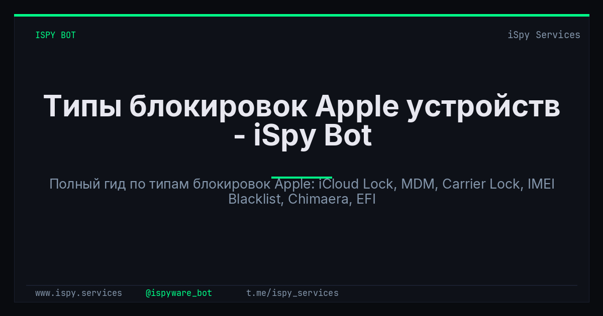 Типы блокировок Apple устройств - iSpy Bot