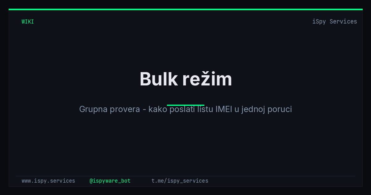 Bulk režim - iSpy Bot Docs
