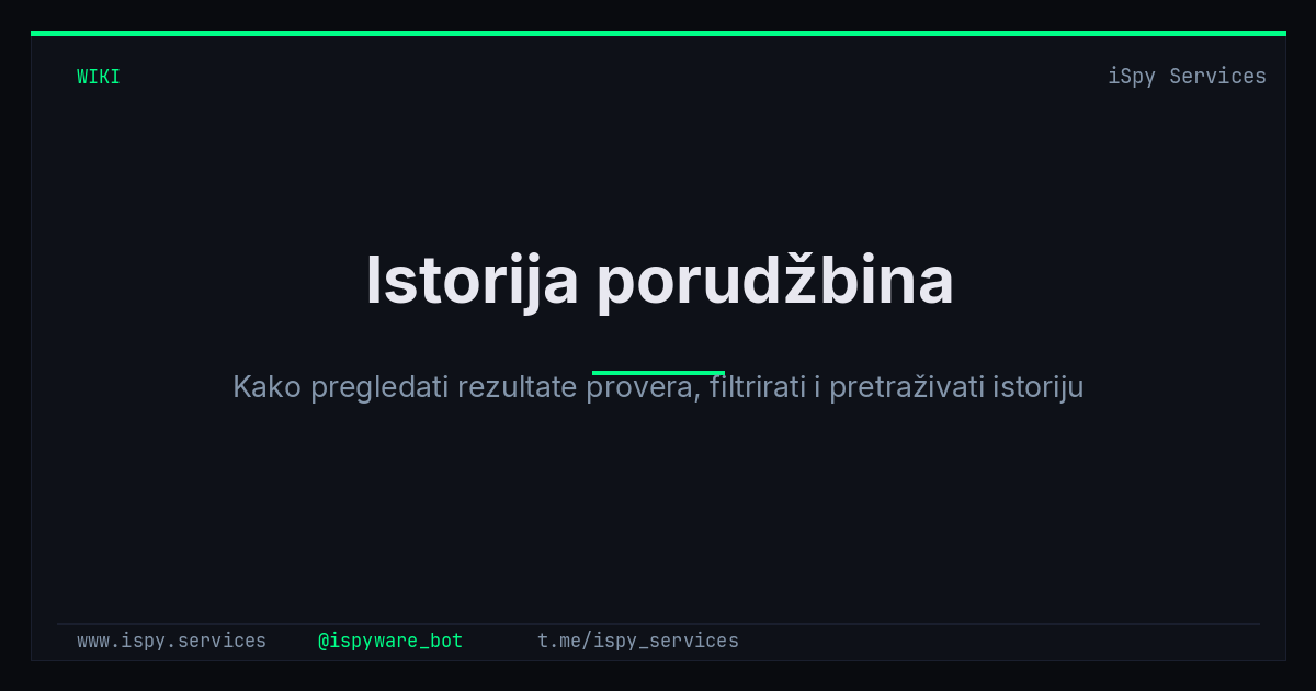 Istorija porudžbina - iSpy Bot Docs