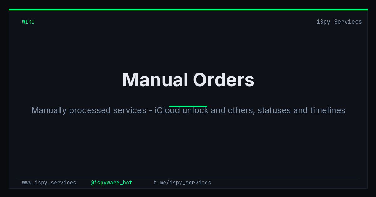 Manual Orders - iSpy Bot Docs